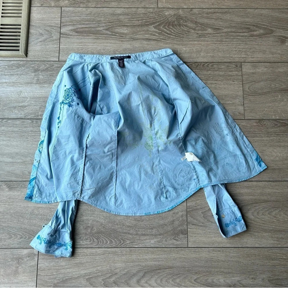 Indigo Palms Paisley Embroidered  Novelty Bohemian Button Down Shirt - Picture 9 of 16